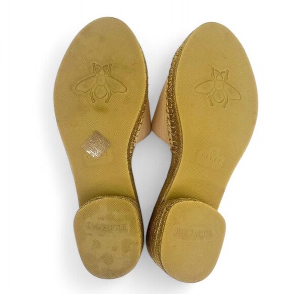 GUCCI Pink GG Logo Woven Open Toe Slide Sandals Size EU38.5 - Picture 14 of 15